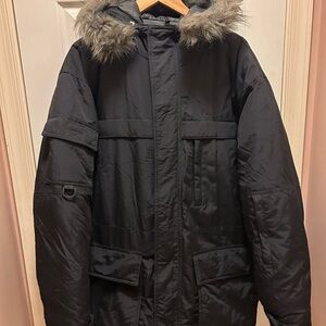 Vintage Men’s Karl Kani Gold Black Winter Coat Sz Med